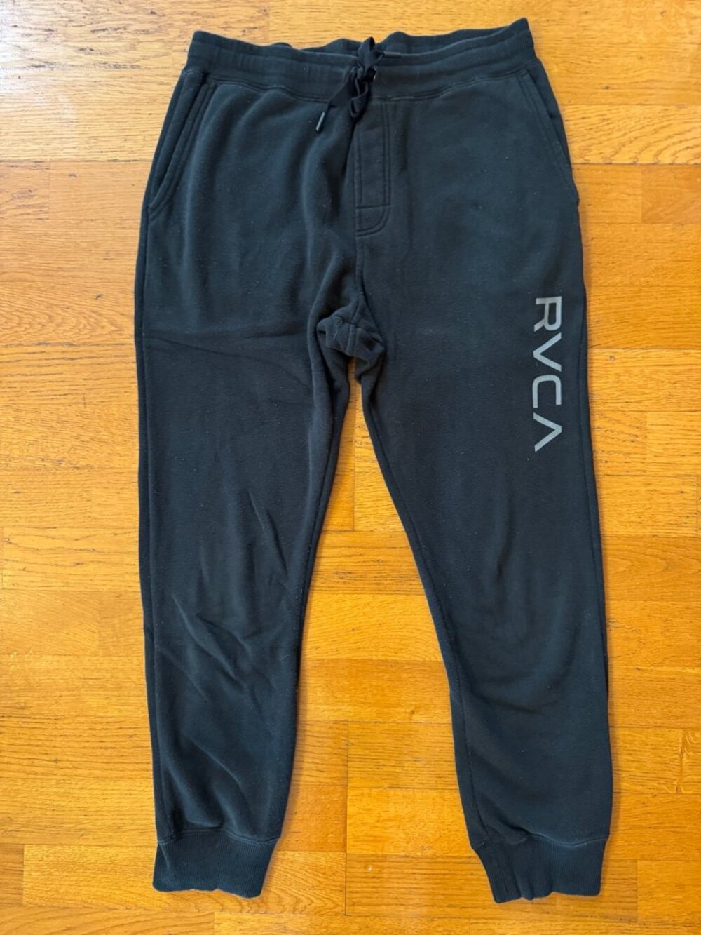 RVCA Boys Large Black Logo Jogger Sweatpants with Pockets
